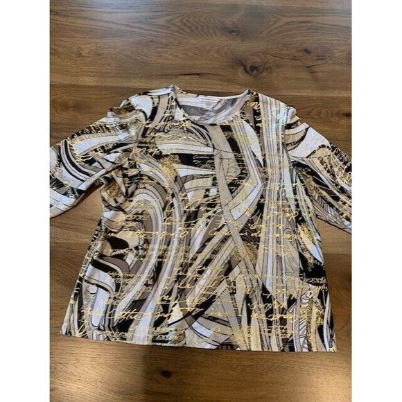 Allison Dailey Sz Large Top 3/4 Sleeve Glitzy Travel Cruise Coastal - Picture 4 of 16